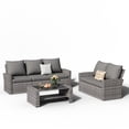 thumbnail image 1 of ELPOSUN 5 Pieces Outdoor Sectional PE Rattan Conversation Sofa Set with Gray Wicker Lovest, Gray, 1 of 6