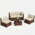 thumbnail image 1 of ELPOSUN 5 Pieces Patio Furniture Set, Outdoor Furniture Sectional Rattan Sofa for Backyard Garden Khaki, 1 of 7
