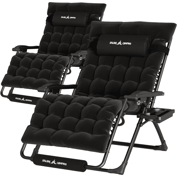ELPOSUN 500LB Oversized Zero Gravity Chair Patio Reclining Chair with Cushion, Outdoor Folding Adjustable Recliner with Cup Holder, Foot Rest & Padded Headrest