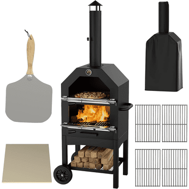 ELPOSUN Outdoor Pizza Oven Wood Fire Pizza Maker Grill w/ Pizza Stone & Waterproof Cover