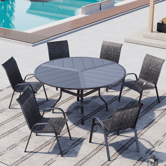 ELPOSUN 7-Piece Outdoor Patio Dining Set, Patio Dining Table Set for 6 ...