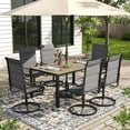 thumbnail image 1 of ELPOSUN 7 Piece Outdoor Patio Dining Set Swivel High Back Padded Textilene Chairs and Rectangle Brown Table Furniture Set,Dark Gray, 1 of 8