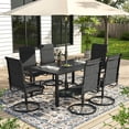 thumbnail image 1 of ELPOSUN 7 Piece Outdoor Patio Dining Set Swivel High Back Padded Textilene Chairs and Rectangle Table Furniture Set,Black, 1 of 6