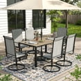 thumbnail image 1 of ELPOSUN 7 Piece Outdoor Patio Dining Set Swivel High Back Textilene Chairs and Rectangle Brown Table Furniture Set,Light Gray, 1 of 7