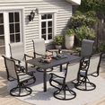 thumbnail image 1 of ELPOSUN 7 Piece Outdoor Patio Dining Set Swivel High Back Textilene Chairs and Rectangle Table Furniture Set,Light Gray, 1 of 6