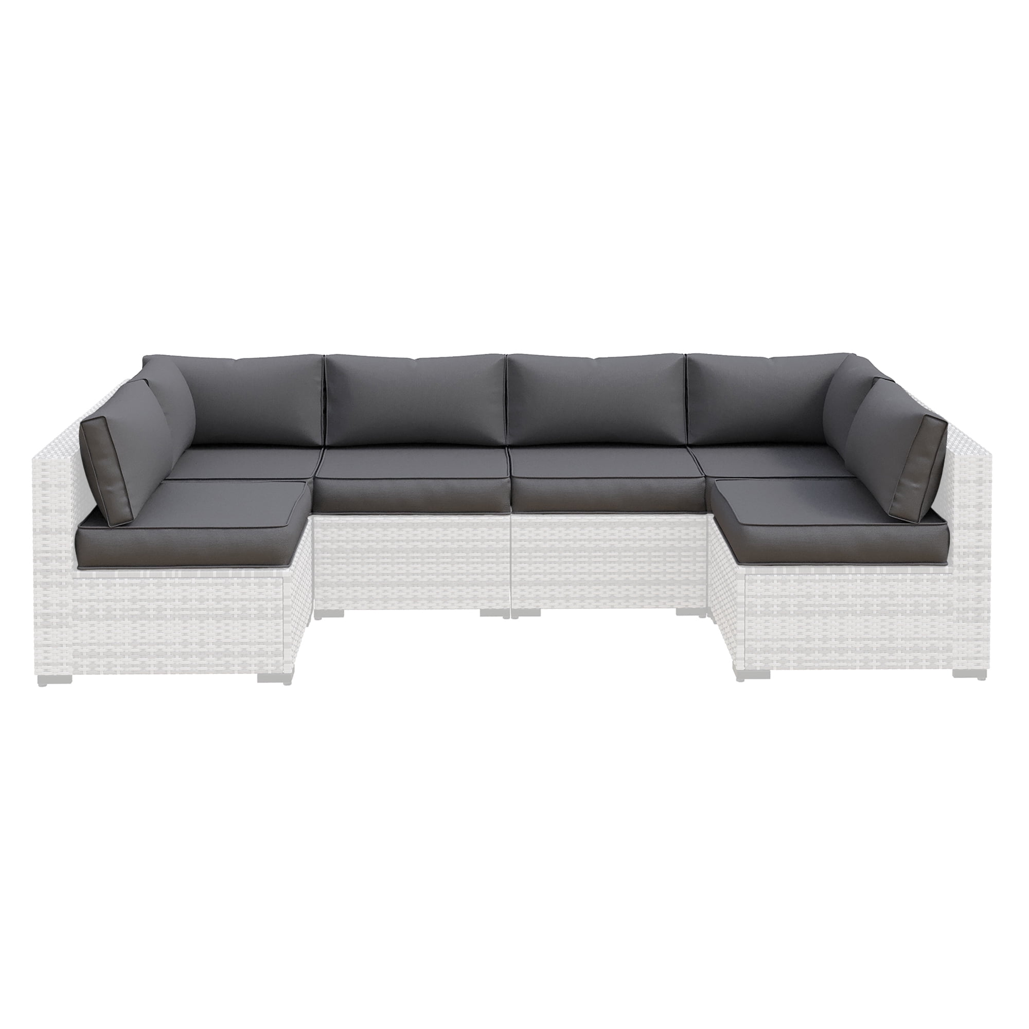 ELPOSUN 7-Piece Sectional Outdoor Cushion Set - Replacement Cushions for Patio Furniture, Waterproof & Weather-Resistant Lounge Sofa Cushions (Grey)