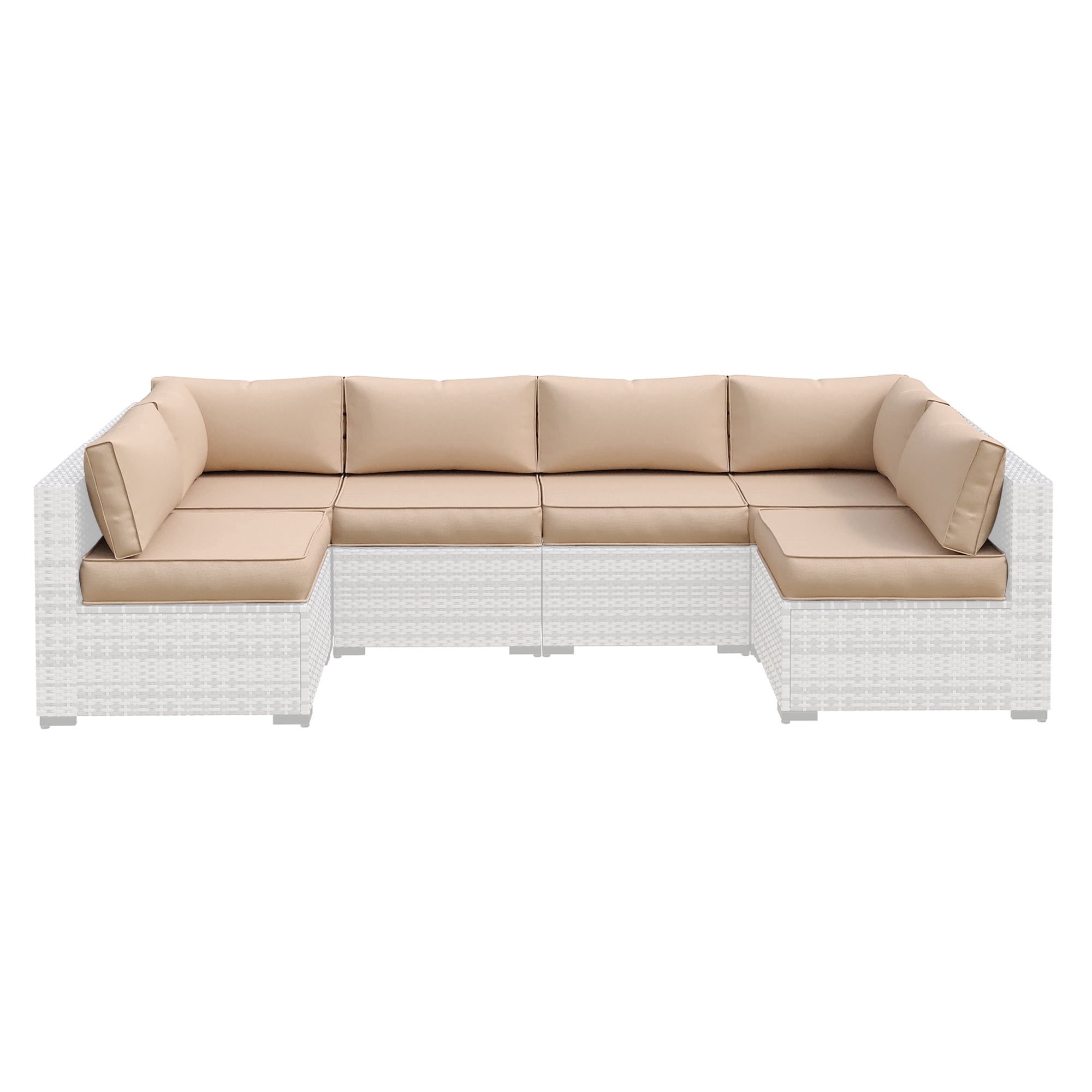 ELPOSUN 7-Piece Sectional Outdoor Cushion Set - Replacement Cushions for Patio Furniture, Waterproof & Weather-Resistant Lounge Sofa Cushions (Khaki)