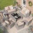 thumbnail image 1 of ELPOSUN 8 Piece Outdoor Sectional Conversation Sets , Wicker Patio Furniture Set，Gray PE Rattan Patio Sofa Set for Balcony, Porch, Backyard, Navy Blue, 1 of 7
