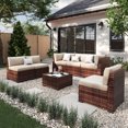 thumbnail image 1 of ELPOSUN 7 Pieces Patio Furniture Set, Outdoor Furniture Sectional Rattan Sofa with Patio Couch for Backyard Garden Khaki, 1 of 6