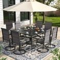 thumbnail image 1 of ELPOSUN 9 Piece Outdoor Patio Dining Set Swivel High Back Padded Textilene Chairs and Square Table Furniture Set,Dark Gray, 1 of 4