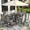 thumbnail image 1 of ELPOSUN 9 Piece Outdoor Patio Dining Set Swivel High Back Textilene Chairs and Square Table Furniture Set,Light Gray, 1 of 6