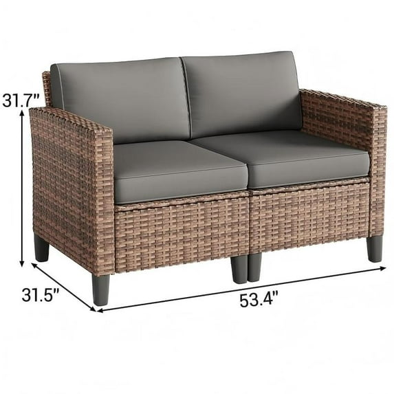 ELPOSUN Patio Furniture Sofa,All-Weather Outdoor Sofa,Outdoor Loveseat Sofa Couch,Weather Resistant Wicker Loveseat with Deep Seat Cushion (ONLY Loveseat Sofa) Grey