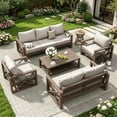 thumbnail image 1 of ELPOSUN Aluminum Outdoor Patio Furniture Set,8-Pieces Modern Metal Outdoor Furniture, Faux Wood Grain Finish Frame Patio Conversation Sofa Sets with 6"Thick Cushion for Porch,Backyard,Deck,Beige, 1 of 7