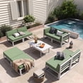 thumbnail image 1 of ELPOSUN Aluminum Patio Furniture Set, 9 Piece Modern Outdoor Furniture with 6 inch Cushion, Metal Patio Sectional Conversation Sets for Deck, Backyard, Porch(Green), 1 of 7