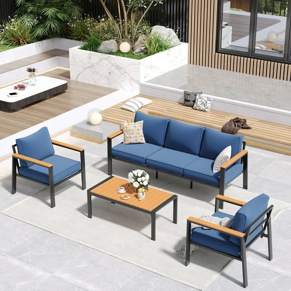 ELPOSUN Aluminum Patio Furniture Set, Metal Patio Furniture Outdoor Couch, Aluminum Patio Chairs