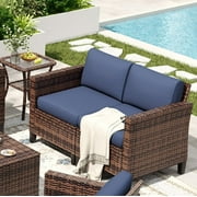 ELPOSUN Patio Furniture Sofa,All-Weather Patio Loveseat Outdoor Sofa,Outdoor Loveseat Sofa,Weather Resistant Wicker Loveseat with Deep Seat Cushion (ONLY Patio Loveseat Sofa)Grey