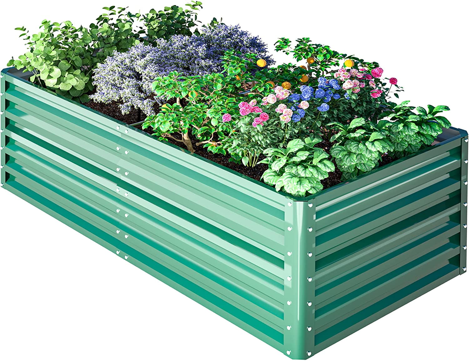 ELPOSUN Galvanized Raised Garden Bed, 6x3x2 FT Outdoor Metal Garden
