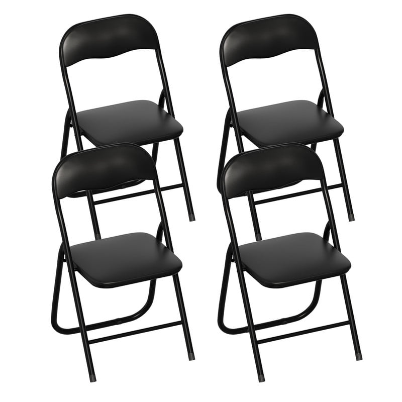 ELPOSUN Heavy Duty Folding Chair, 330 lbs Capacity Portable Foldable Chair for Indoor Outdoor, Set of 4, Black