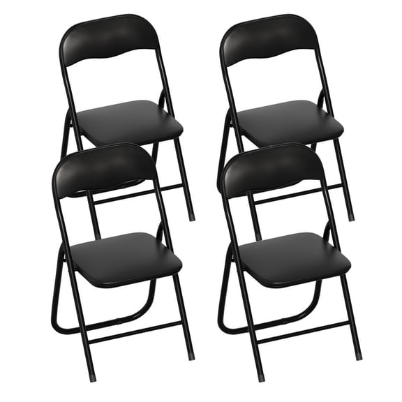 ELPOSUN Heavy Duty Folding Chair, 330 lbs Capacity Portable Foldable Chair for Indoor Outdoor, Set of 4, Black