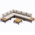 thumbnail image 1 of ELPOSUN Patio L Shaped Conversation Sectional Sofa Set with Coffee Table, 7 Pieces Patio Furniture Seating Group with Side Table for Backyard Garden, Beige Grey, 1 of 6
