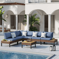 thumbnail image 1 of ELPOSUN Patio L Shaped Conversation Sectional Sofa Set with Coffee Table, 7 Pieces Patio Furniture Seating Group with Side Table for Backyard Garden, Navy, 1 of 7