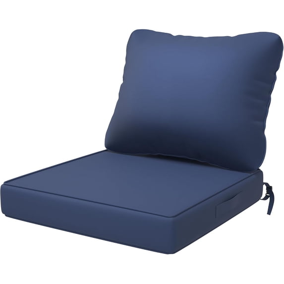ELPOSUN Outdoor Cushions for Patio Furniture, 24x24 Outdoor Chair Cushions with Waterproof & Fade Resistant Cover, Deep Seat Replacement Patio Cushions with Adjustable Straps & Handle, Navy