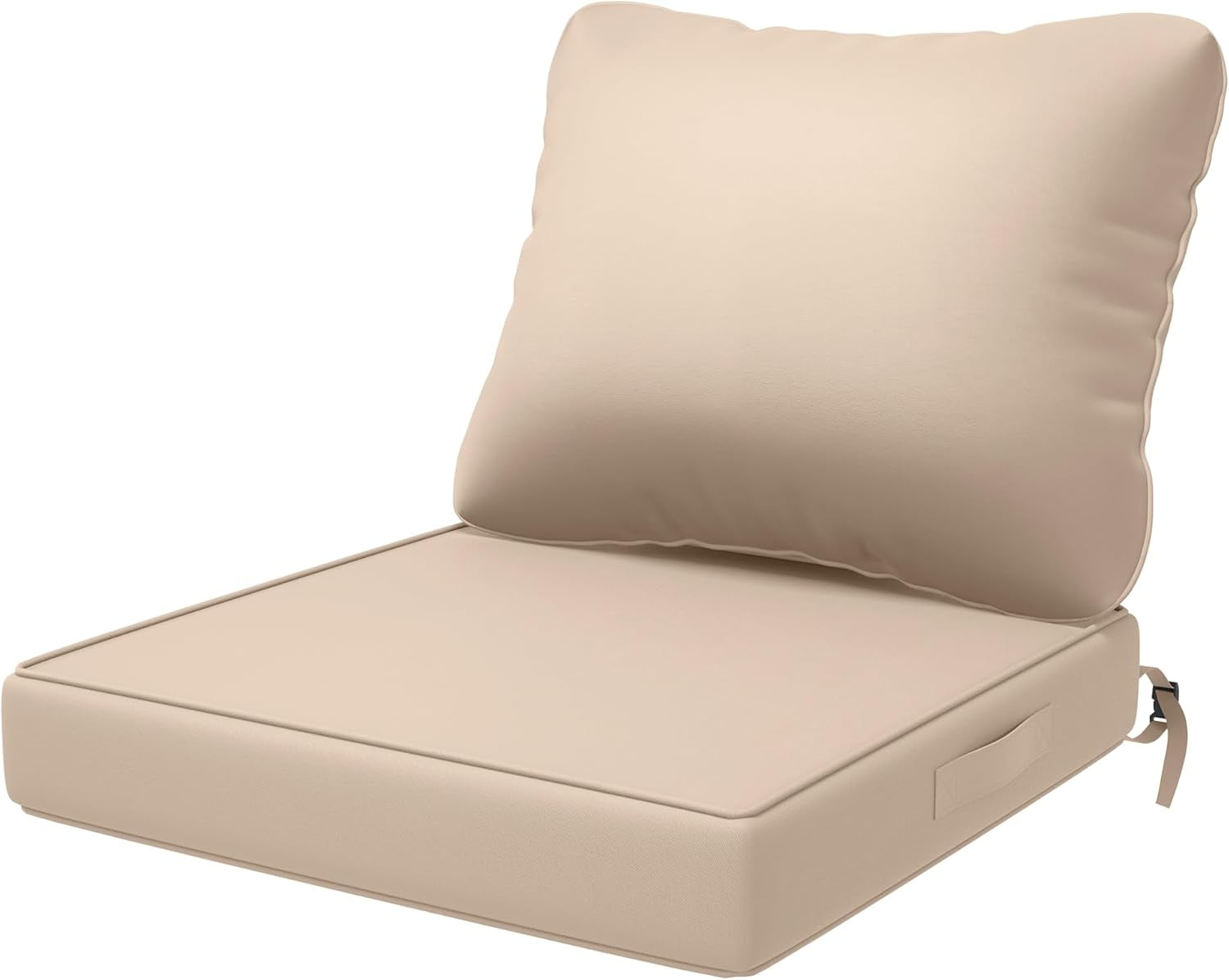 ELPOSUN Outdoor Cushions for Patio Furniture, 24x24 Outdoor Chair Cushions with Waterproof & Fade Resistant Cover, Deep Seat Replacement Patio Cushions with Adjustable Straps & Handle,Beige