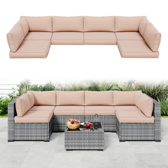 ELPOSUN Outdoor Cushions for Patio Furniture Replacement, Waterproof Patio Furniture Cushions, Deep Seat Patio Cushions, Patio Seat Cushions for Outdoor Sectional (Beige)