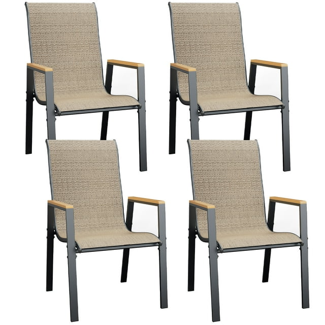 ELPOSUN Outdoor Patio Dining Chairs Set of 4, Stackable Aluminum Chairs