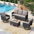 thumbnail image 1 of ELPOSUN Outdoor Patio Furniture Set, 5 Pieces All-Weather Wicker Rattan Outdoor Patio Conversation Set with Swivel Chairs and ottomans, for Garden,Poolside,Backyard, Black&Gray, 1 of 9