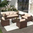 ELPOSUN Outdoor Patio Furniture Sets, 8 Pieces Outdoor Wicker Patio