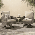thumbnail image 1 of ELPOSUN Outdoor Patio Swivel Chair Set, 3Pieces Patio Bistro Set with Side Table Set, All-Weather Wicker Patio Furniture Set with Cushions for Garden,Backyard,porch,Yellow&Beige, 1 of 9