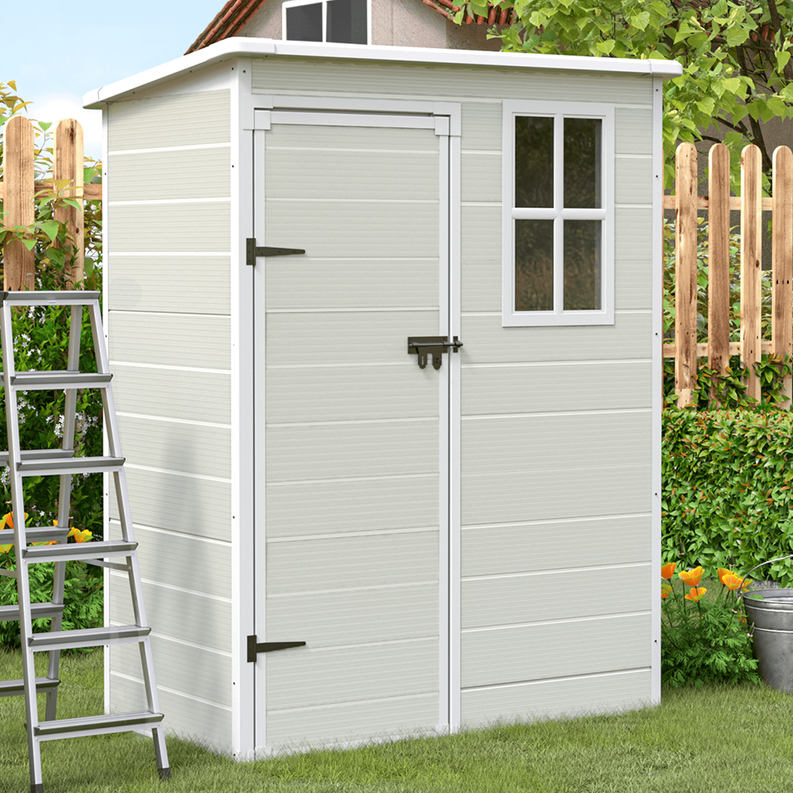 ELPOSUN Large Weatherproof & Waterproof Outdoor Resin Storage Shed 5x3