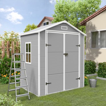 TAUS 7.87x6.2FT Outdoor Plastic Storage Shed - Lockable, All-Weather, Dark Gray