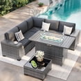 thumbnail image 1 of ELPOSUN Outdoor Sectional Furniture Set with Fire Pit Table, 7-Piece Gray Rattan Wicker Conversation Sofa Set for Porch Garden Backyard Balcony,Gray, 1 of 10