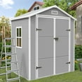 thumbnail image 1 of ELPOSUN Outdoor Storage Shed 6x4.5 ft, Resin Outside Sheds & Outdoor Storage Plastic for Trash Can, Bike, Lawnmower, Generator, Tool Shed with Lockable Door for Backyard, Lawn, Patio, Grey & White, 1 of 8