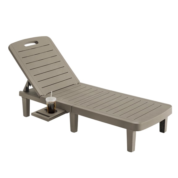 ELPOSUN Oversized Outdoor Chairse Lounge Chair, 5-Level Adjustment Backrest, Extra Widen Chaise with Cup Holder Easy Assembly for Pool Beach Garden