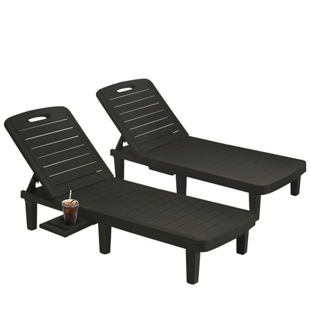 ELPOSUN Oversized Outdoor Chairse Lounge Chair, 5-Level Adjustment Backrest, Extra Widen Chaise with Cup Holder Easy Assembly for Pool Beach Garden