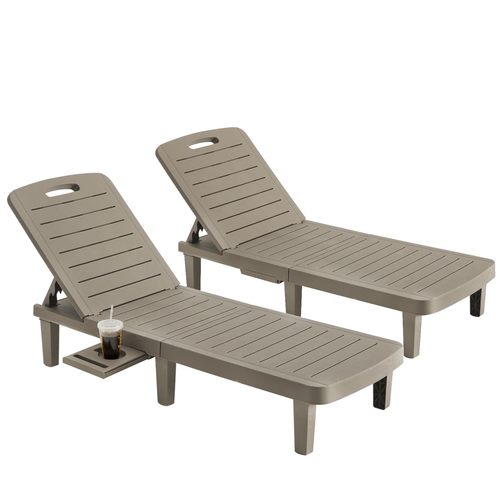 ELPOSUN Oversized Outdoor Chairse Lounge Chair, 5-Level Adjustment Backrest, Extra Widen Chaise with Cup Holder Easy Assembly for Pool Beach Garden
