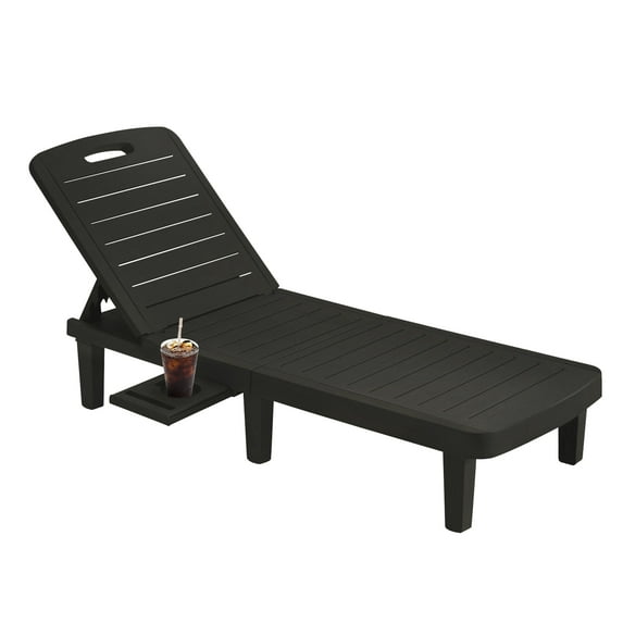 ELPOSUN Oversized Outdoor Chairse Lounge Chair, 5-Level Adjustment Backrest, Extra Widen Chaise with Cup Holder Easy Assembly for Pool Beach Garden