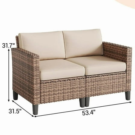 ELPOSUN Patio Furniture Sofa,All-Weather Outdoor Sofa,Outdoor Loveseat Sofa Couch,Weather Resistant Wicker Loveseat with Deep Seat Cushion (ONLY Loveseat Sofa)