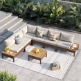 thumbnail image 1 of ELPOSUN 7-Piece L-Shaped Outdoor Sectional Sofa  ，Patio Furniture with Water-resistant Cushions & Side Tables (Beige Grey), 1 of 6