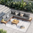 thumbnail image 1 of ELPOSUN 7-Piece L-Shaped Outdoor Sectional Sofa  ，Patio Furniture with Water-resistant Cushions & Side Tables (Grey), 1 of 6