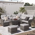 thumbnail image 1 of ELPOSUN 7-Piece Outdoor Patio Furniture Set - Sectional Sofa, Dining Table & Chairs Included, All-Weather Dining Set with Ottoman, Gray Rattan,Gray, 1 of 8