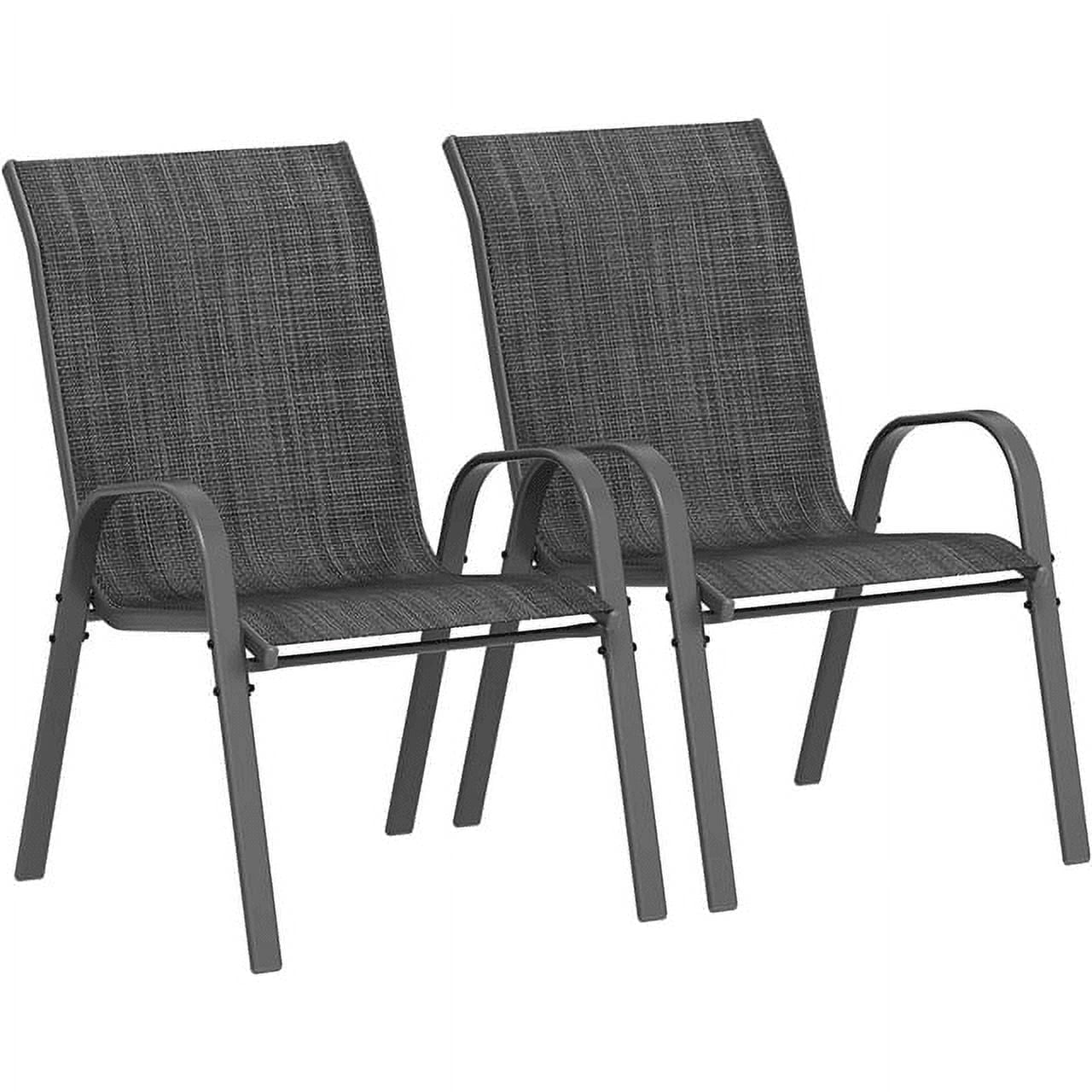 ELPOSUN Patio Chairs Set of 2, Outdoor Stackable Dining Chairs for All Weather, Breathable Garden Outdoor Furniture for Backyard Deck,Dark gray