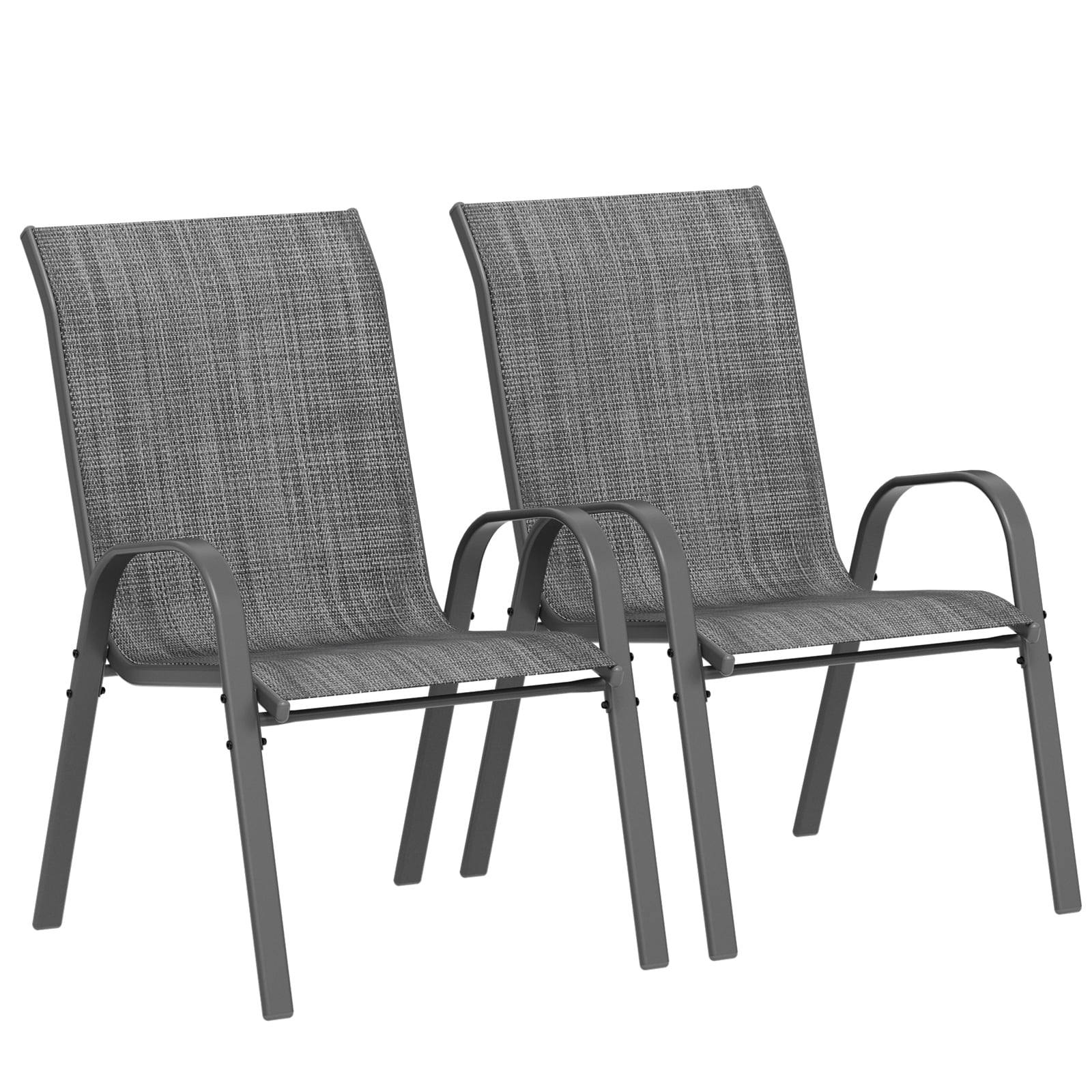 ELPOSUN Patio Chairs Set of 2, Outdoor Stackable Dining Chairs for All Weather, Breathable
