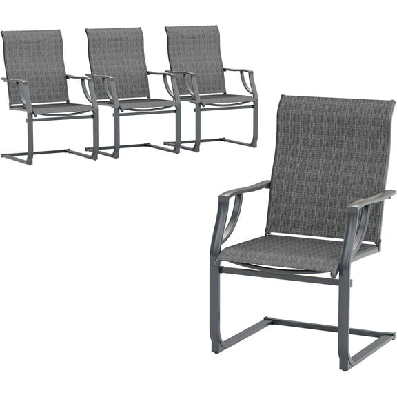 ELPOSUN Patio Chairs Set of 4, Outdoor Dining Chairs for All Weather, Breathable Spring Garden Outdoor Furniture for Backyard Deck,Gray