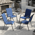 thumbnail image 1 of ELPOSUN Patio Chairs Set of 4, Outdoor Stackable Dining Chairs for All Weather, Breathable Garden Outdoor Furniture for Backyard Deck, Deep Blue, 1 of 5