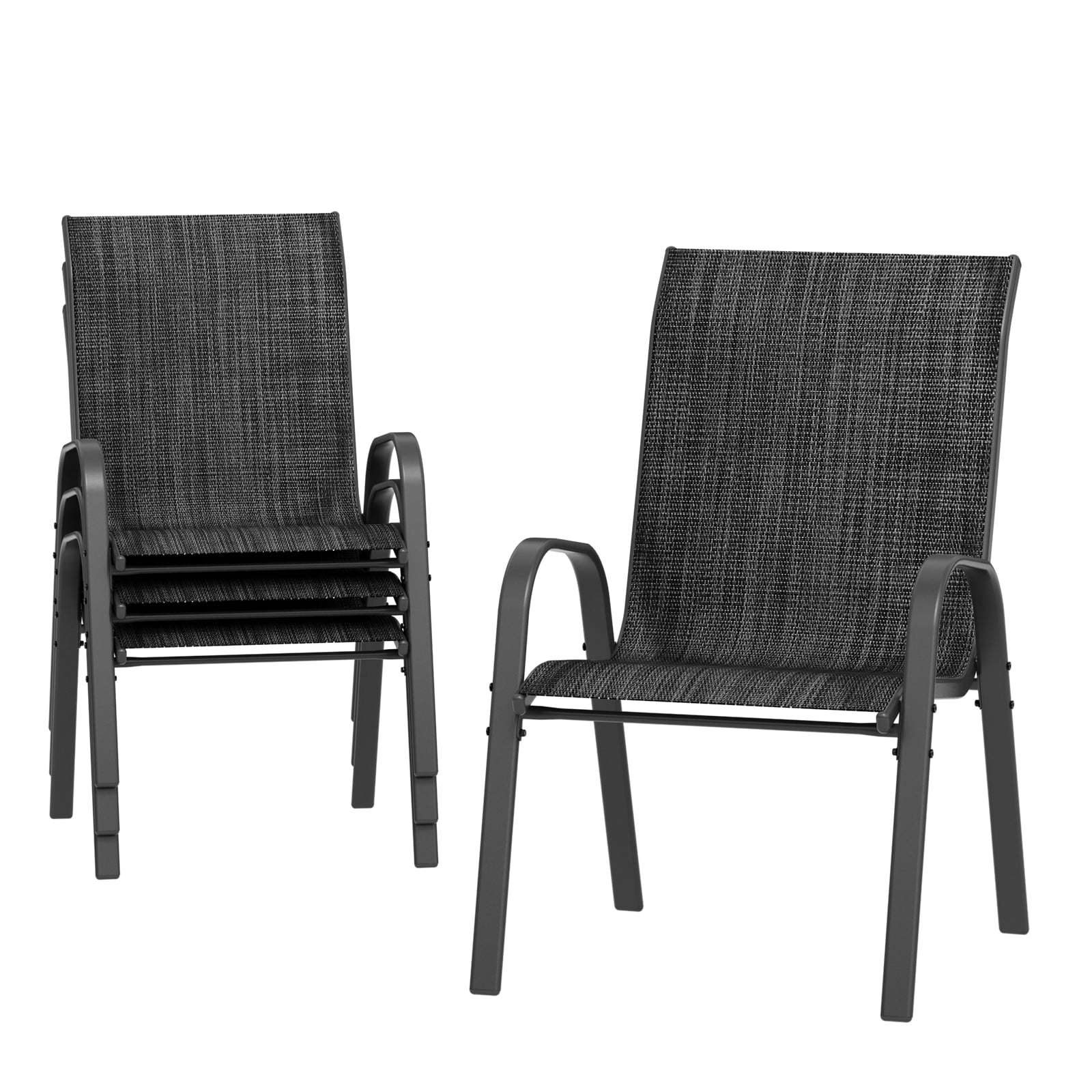 ELPOSUN Patio Chairs Set of 4, Outdoor Stackable Dining Chairs for All Weather, Breathable
