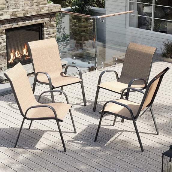 ELPOSUN Patio Chairs Set of 4, Outdoor Stackable Dining Chairs for All ...